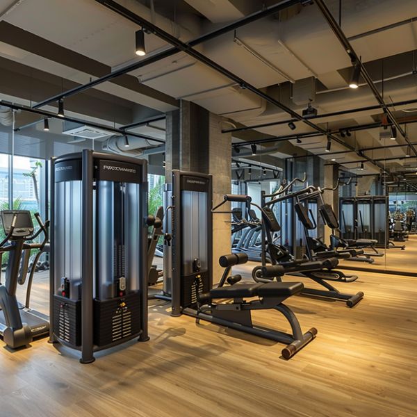 Clean fitness gym with equipment